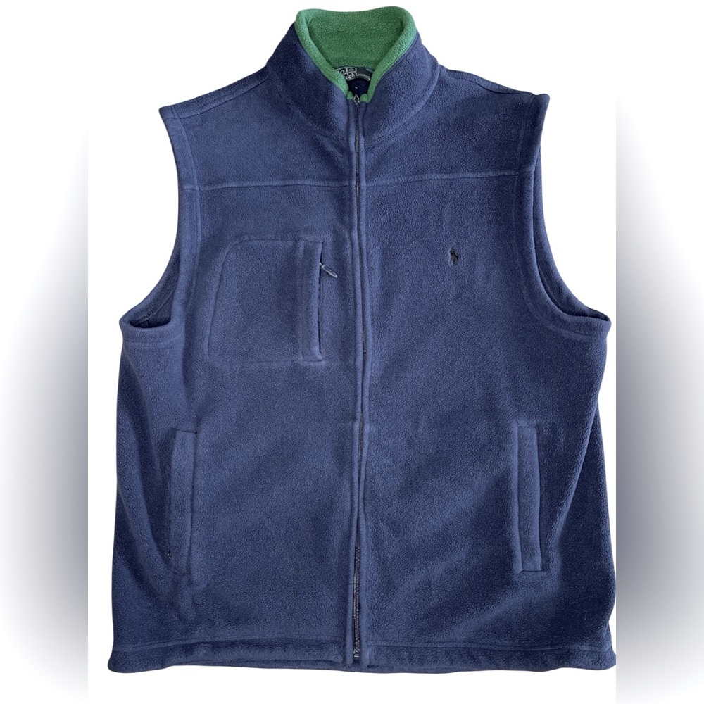 Polo Ralph Lauren Fleece Zip up Vest Navy Green L